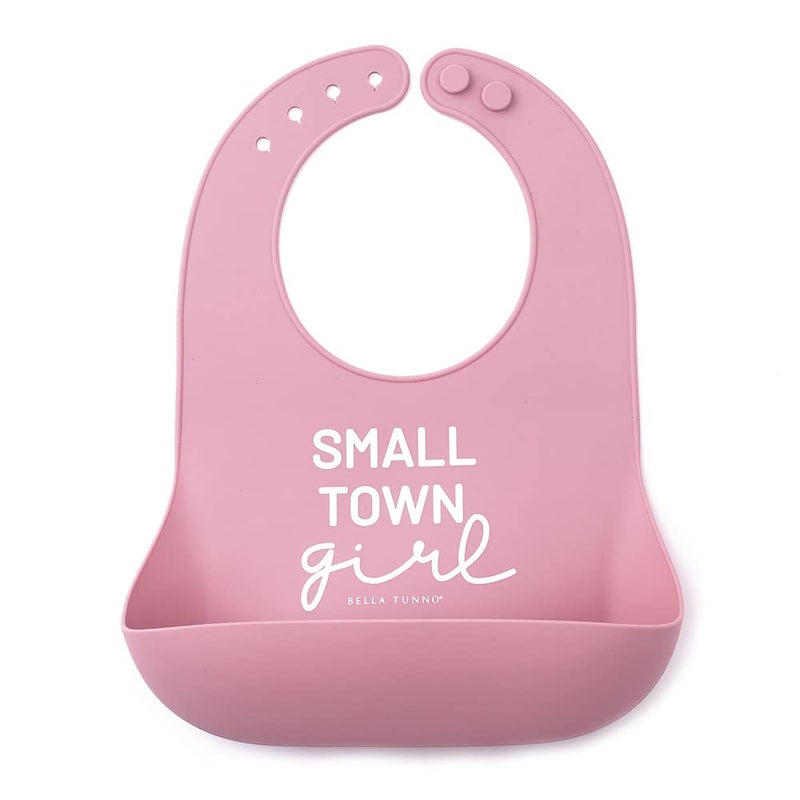 Bella Tunno Baby Bib for Eating, Waterproof Silicone Bib with Large Food Catcher, Adjustable Fit for Babies 4-12 months & Toddlers 1-3 Years, Boys & Girls, Small Town Girl - Image 1